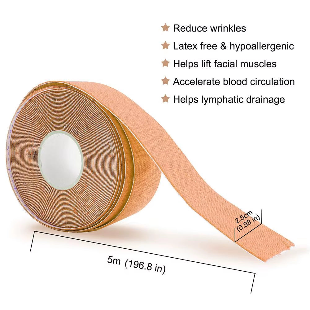 Revitalize Your Look with 2.5CM*5M Kinesiology Tape - Achieve a Youthful V-Line and Smooth Wrinkles Effortlessly!