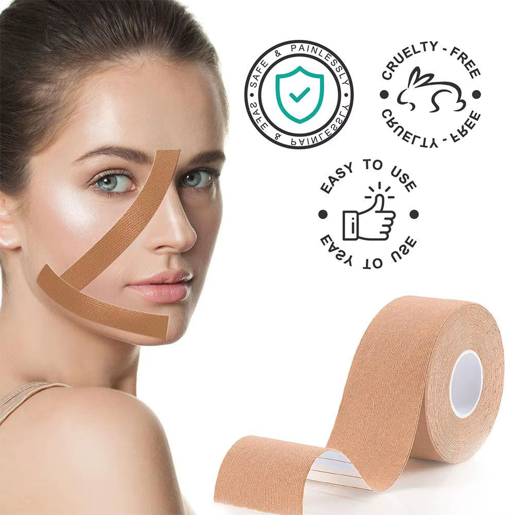 Revitalize Your Look with 2.5CM*5M Kinesiology Tape - Achieve a Youthful V-Line and Smooth Wrinkles Effortlessly!